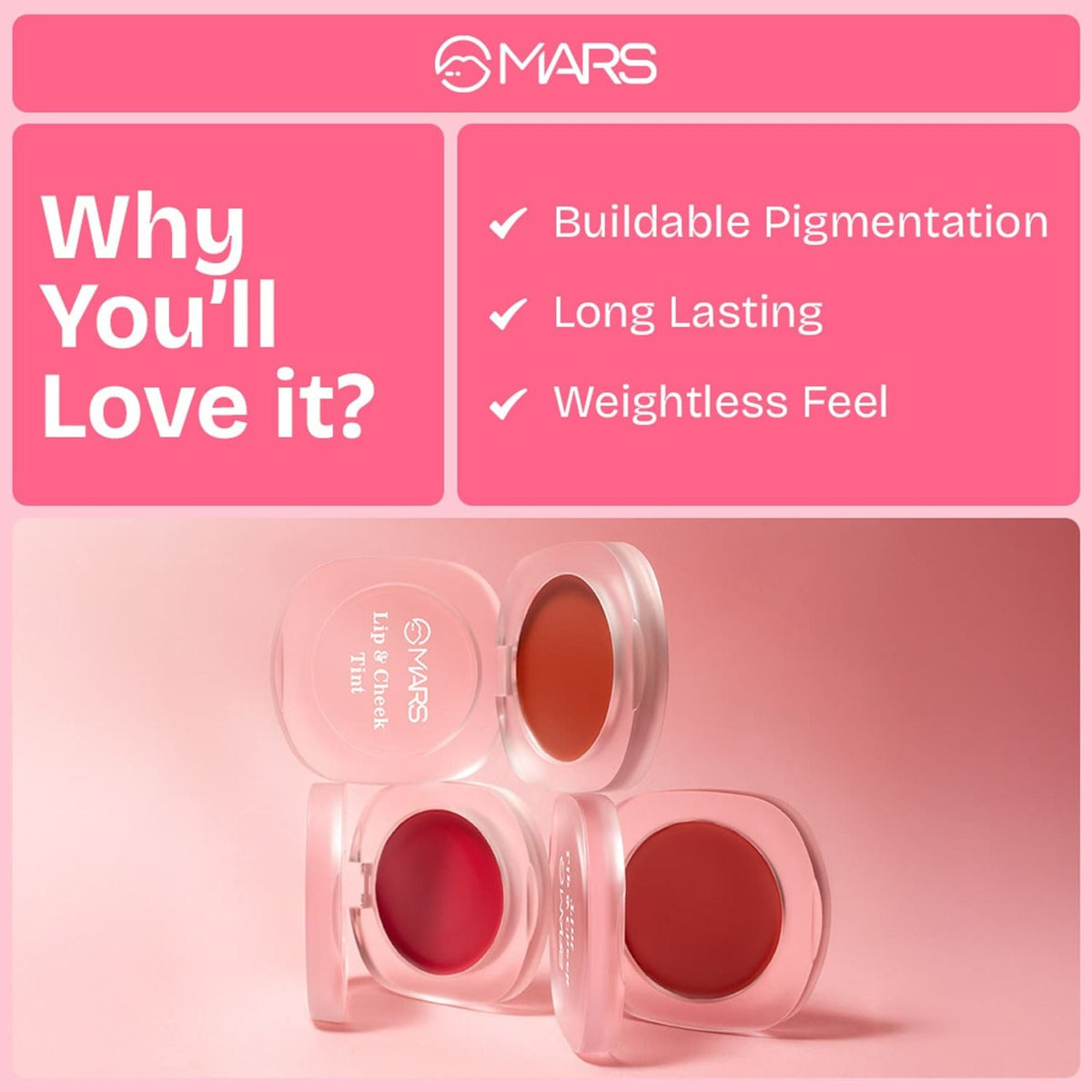 MARS Cosmetics Lip & Cheek Tint for Bold Pop Color - 02-Sunset Coral