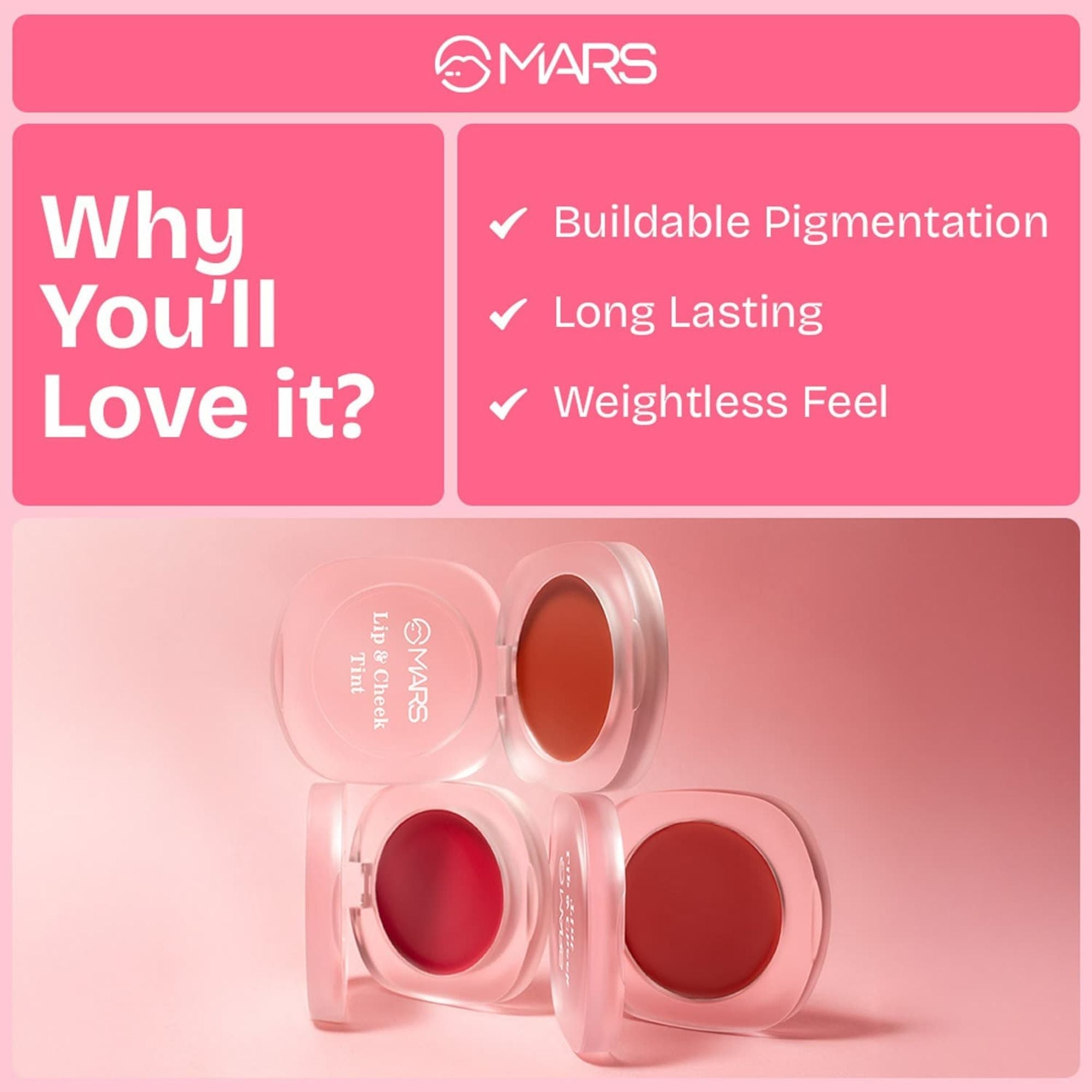 MARS Cosmetics Lip & Cheek Tint for Bold Pop Color - 06-Dark Fuschia