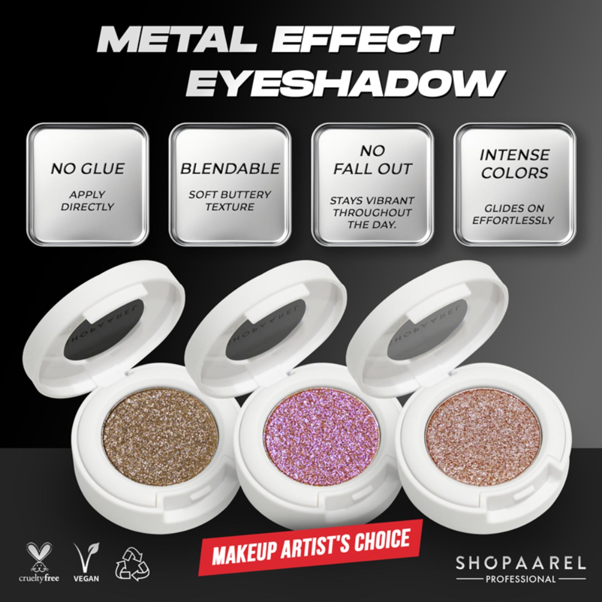 Shopaarel Metal Effect Eyeshadow - Scarlet