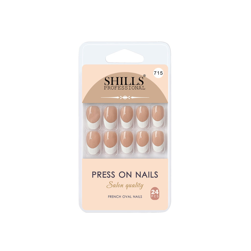 Shills Professional Reusable Press On Nails French Oval - SPN715
