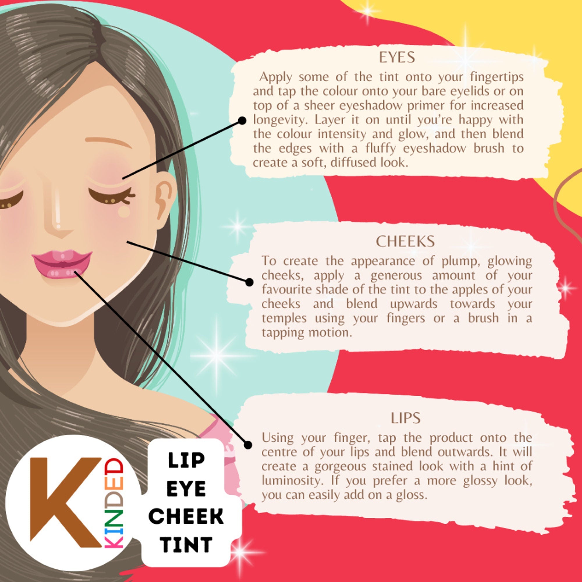 KINDED Lip, Eye & Cheek Tint with Vitamin-E Enriched - 04 Brick Red