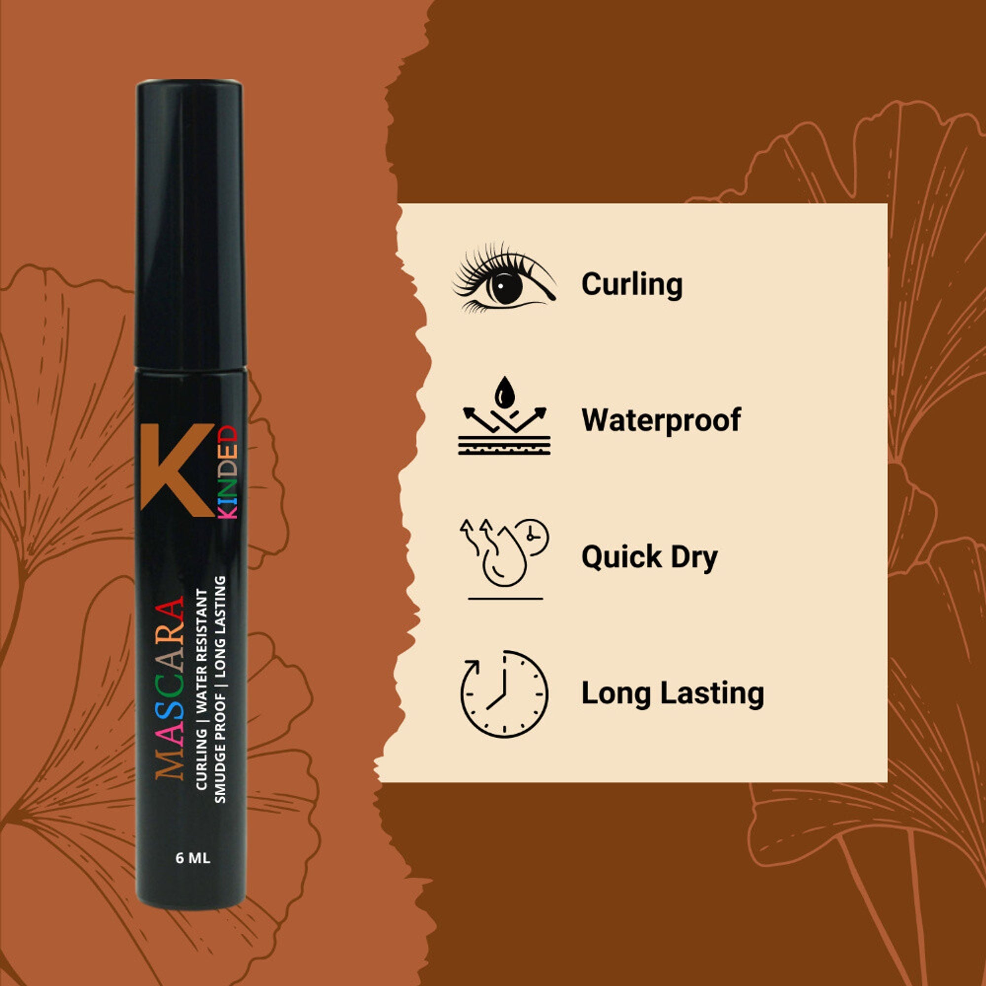 KINDED Curling Waterproof Long Lasting Smudgeproof Mascara - Black