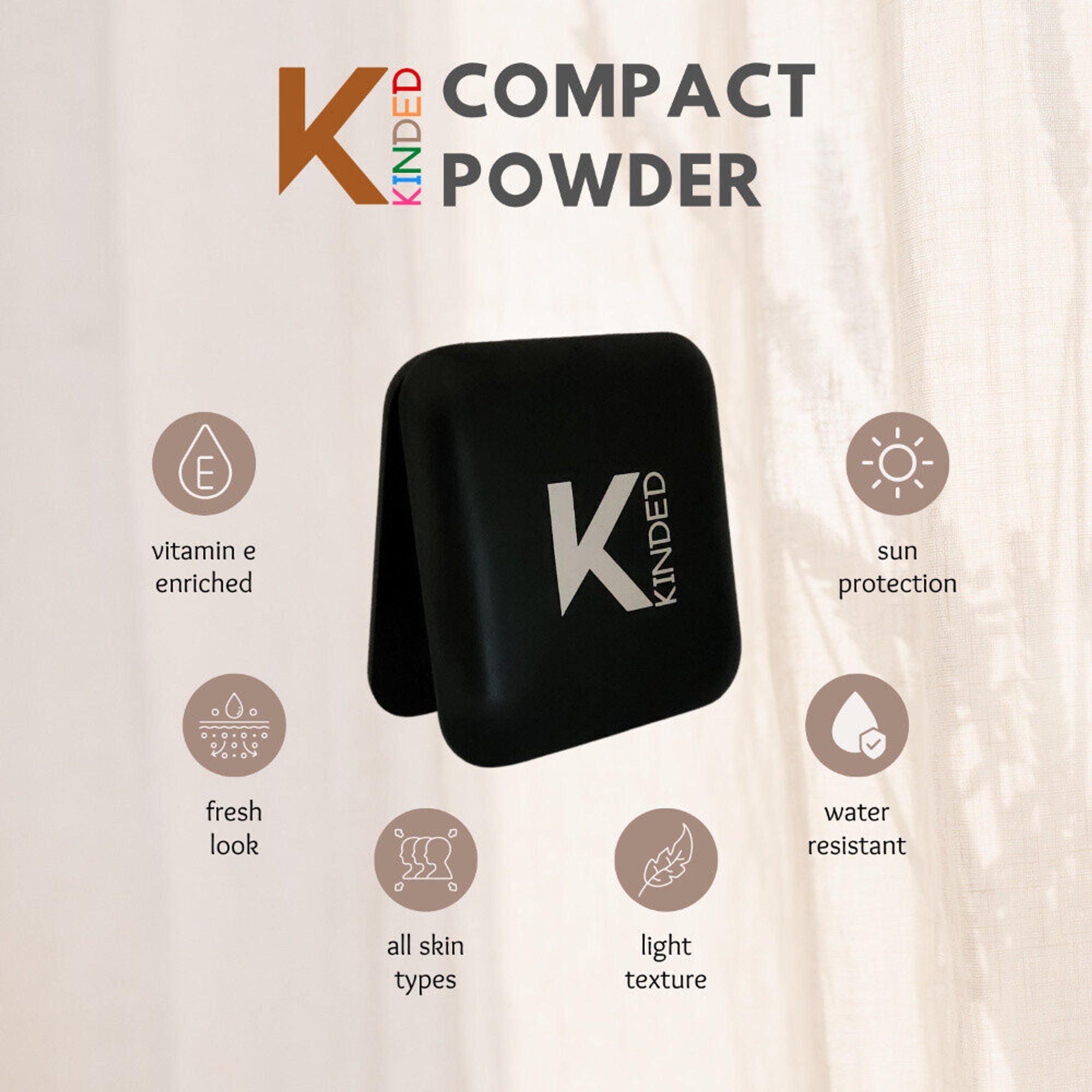 KINDED Sun Protection Compact Powder with Vitamin E - 03 Warm Beige