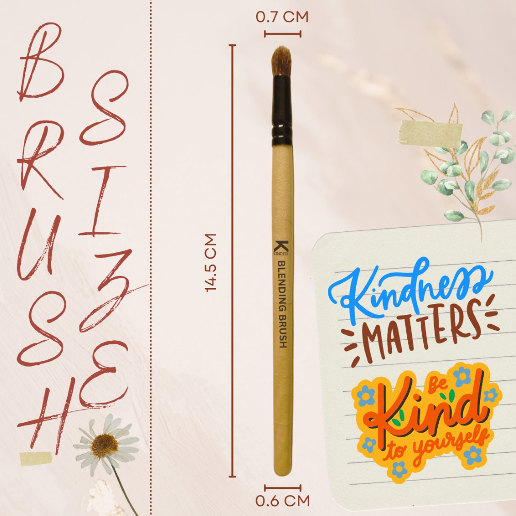 KINDED Professional Natural Wooden Handle Bullet Blending Makeup Brush