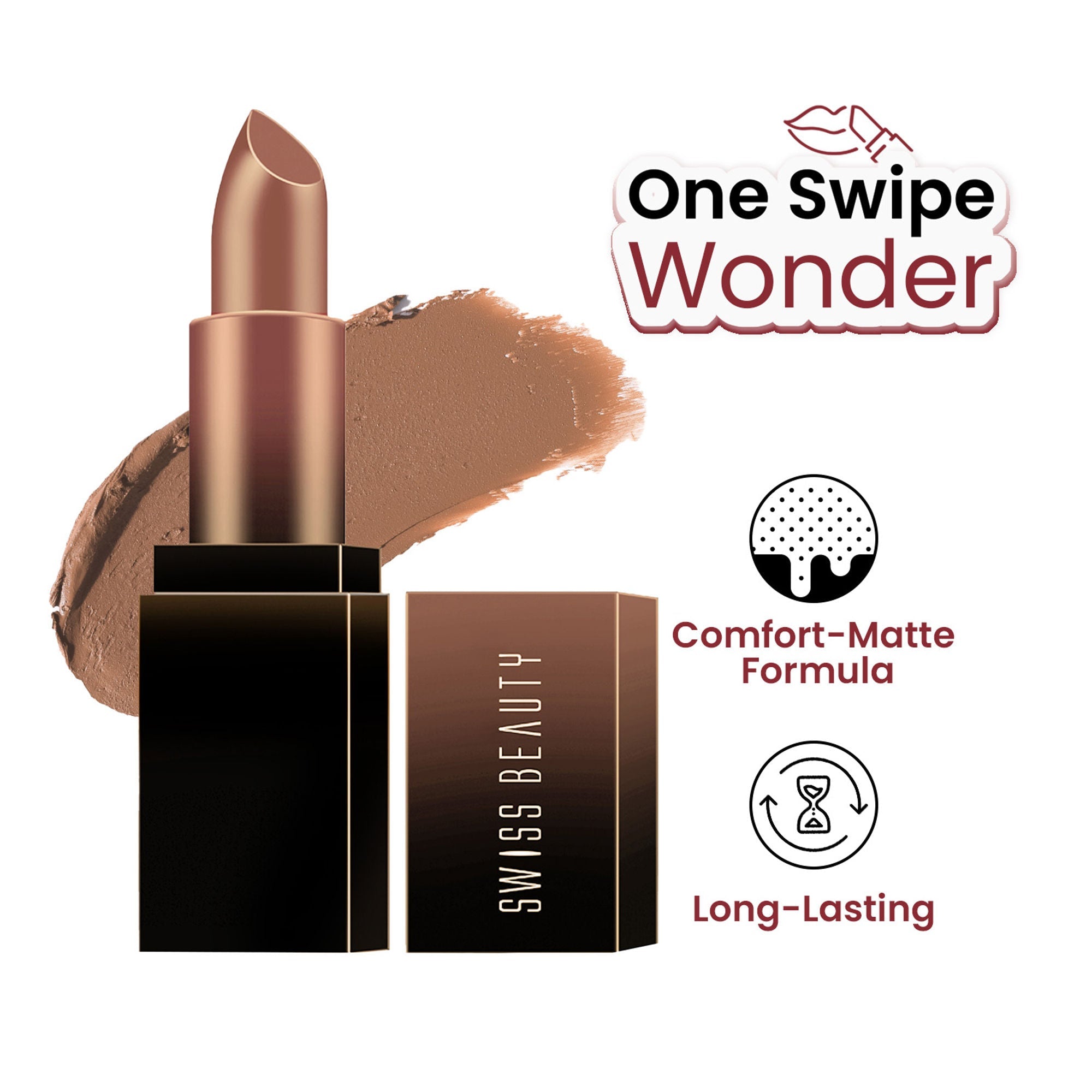 Swiss Beauty HD Matte Lipstick , High Coverage , Lightweight - 28 Blushing Mauve
