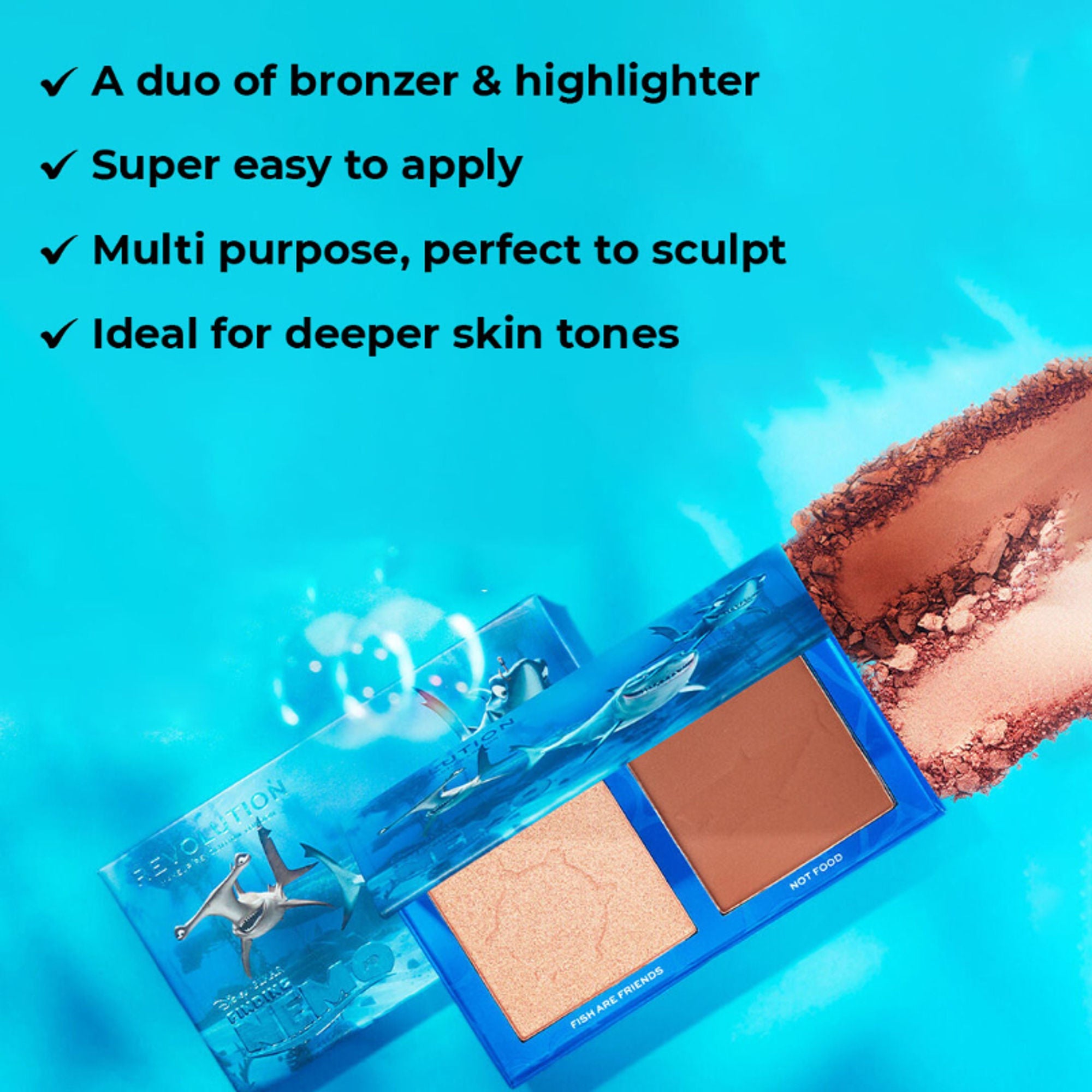 Makeup Revolution Disney Pixar's Finding Nemo X Revolution Bronzer & Highlighter Palette - Fish Are Friends