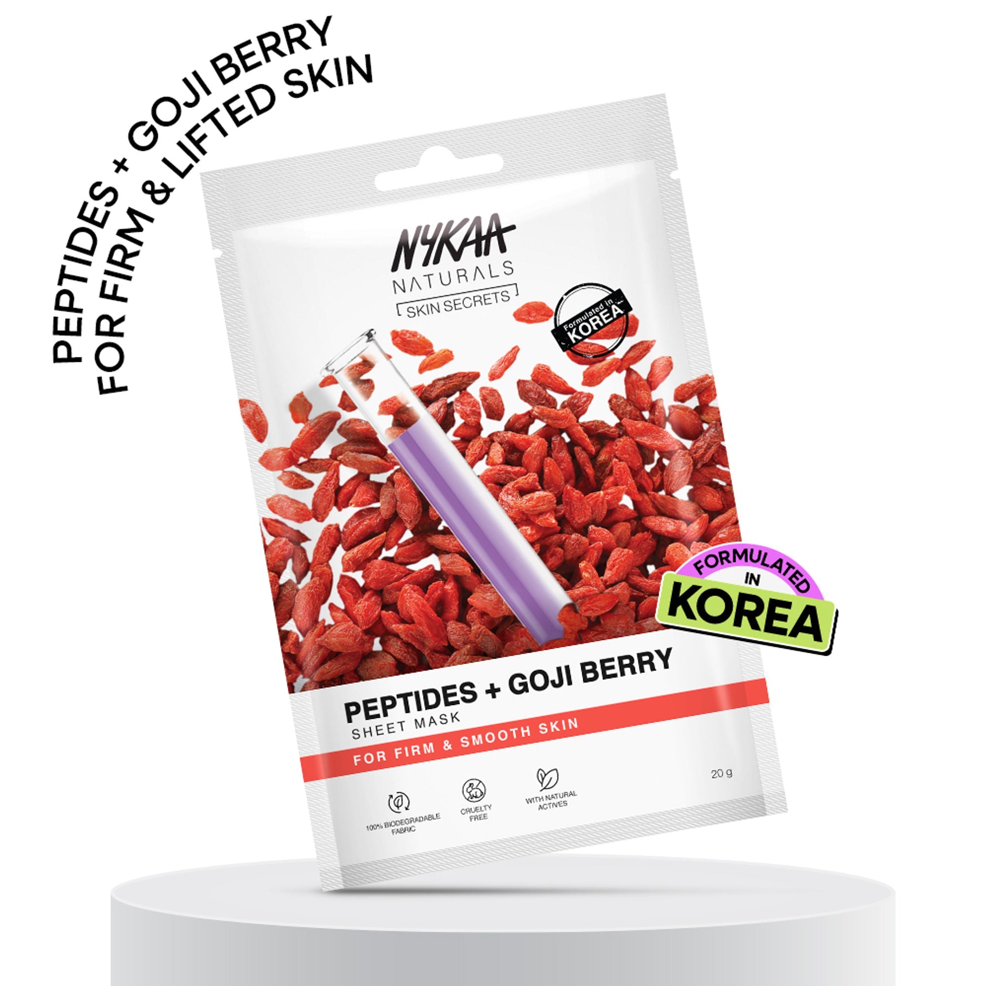 Nykaa Green Tea + Aloe Vera Sheet Mask For Hydrated Skin - Formulated in Korea - For All Skin Types - Peptides + Goji berry