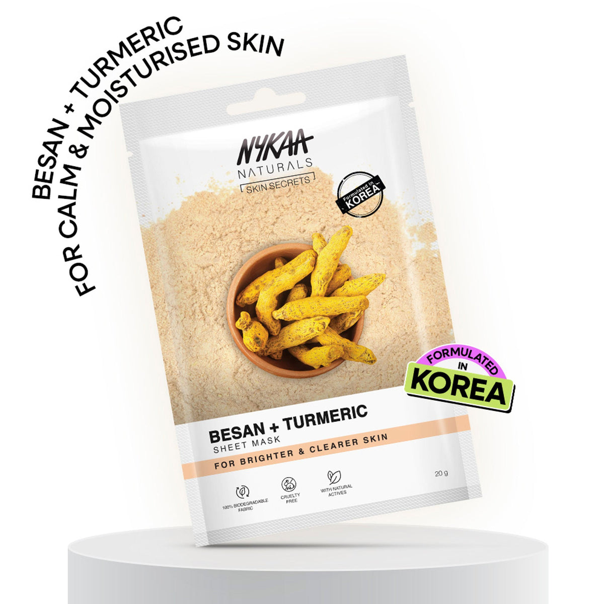 Nykaa Green Tea + Aloe Vera Sheet Mask For Hydrated Skin - Formulated in Korea - For All Skin Types - Besan & Turmeric