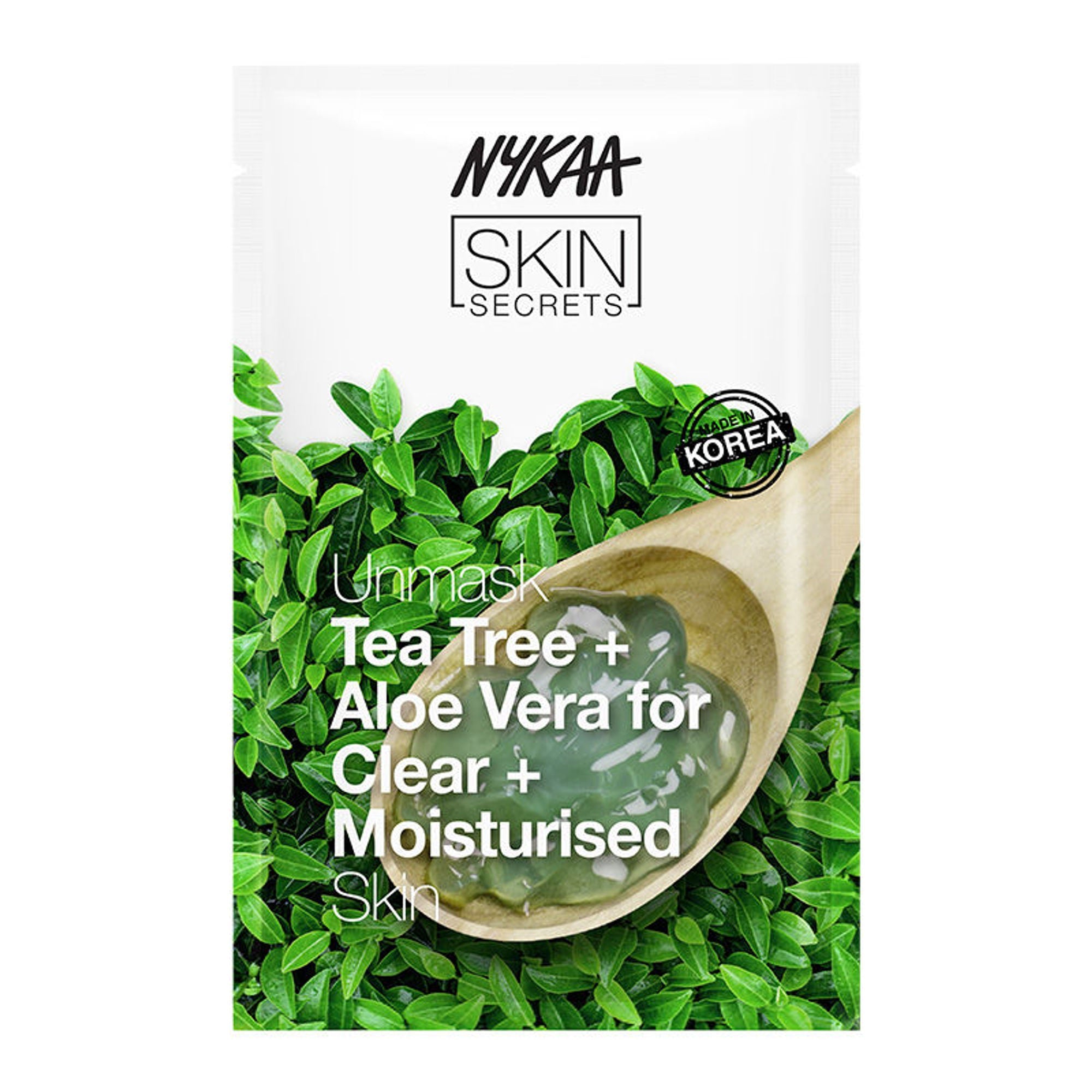Nykaa Green Tea + Aloe Vera Sheet Mask For Hydrated Skin - Formulated in Korea - For All Skin Types - Tea Tree + Aloe Vera