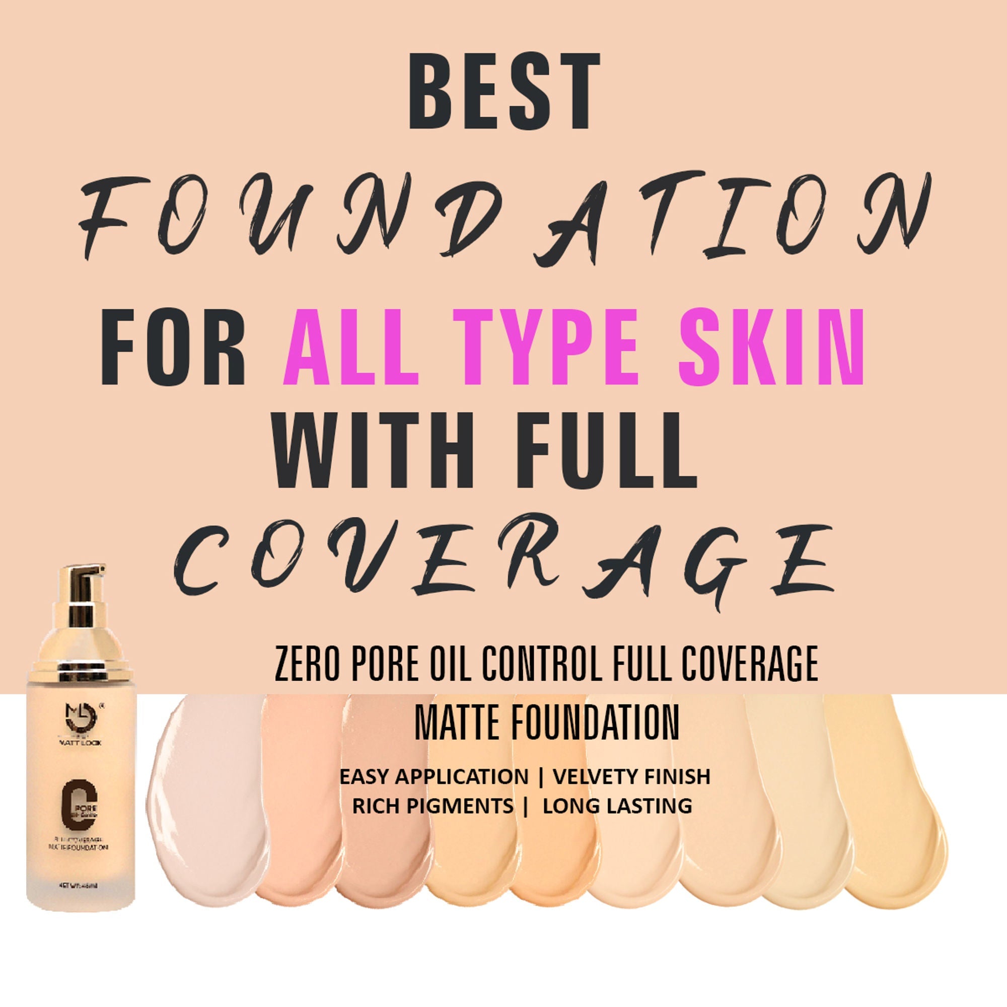 Matt Look Zero Pore Oil Control Full Coverage Matte Foundation - Warm Nude