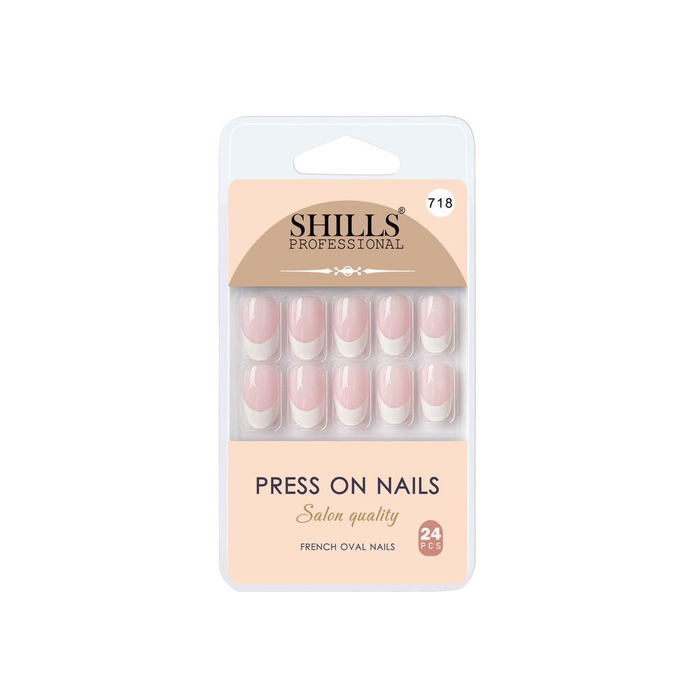 Shills Professional Reusable Press On Nails French Oval - SPN718