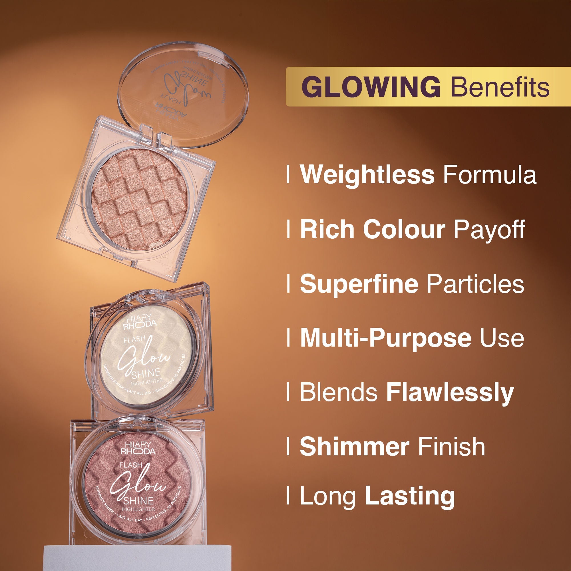 Hilary Rhoda Flash Glow Shine Reflective Highlighter - Rose Shine 02