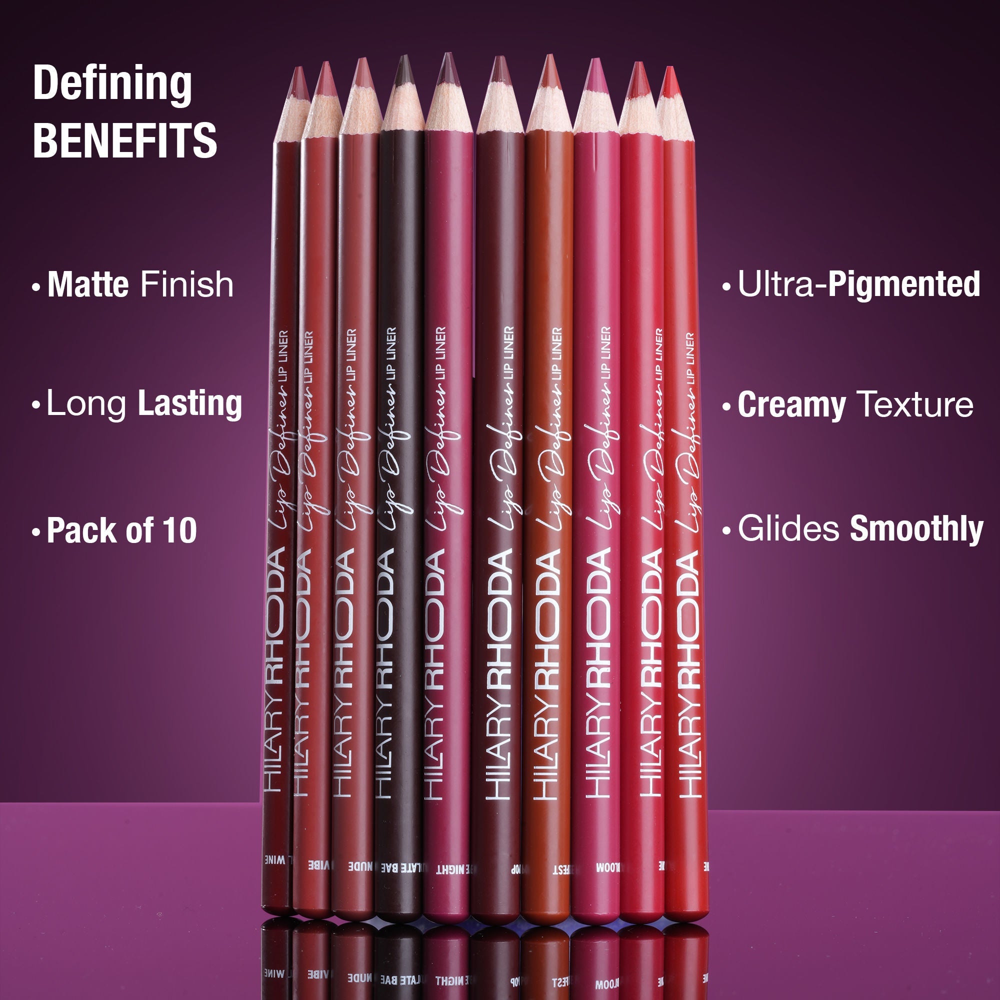 Hilary Rhoda Lip Definer Matte Lip Liner - Set Of 10