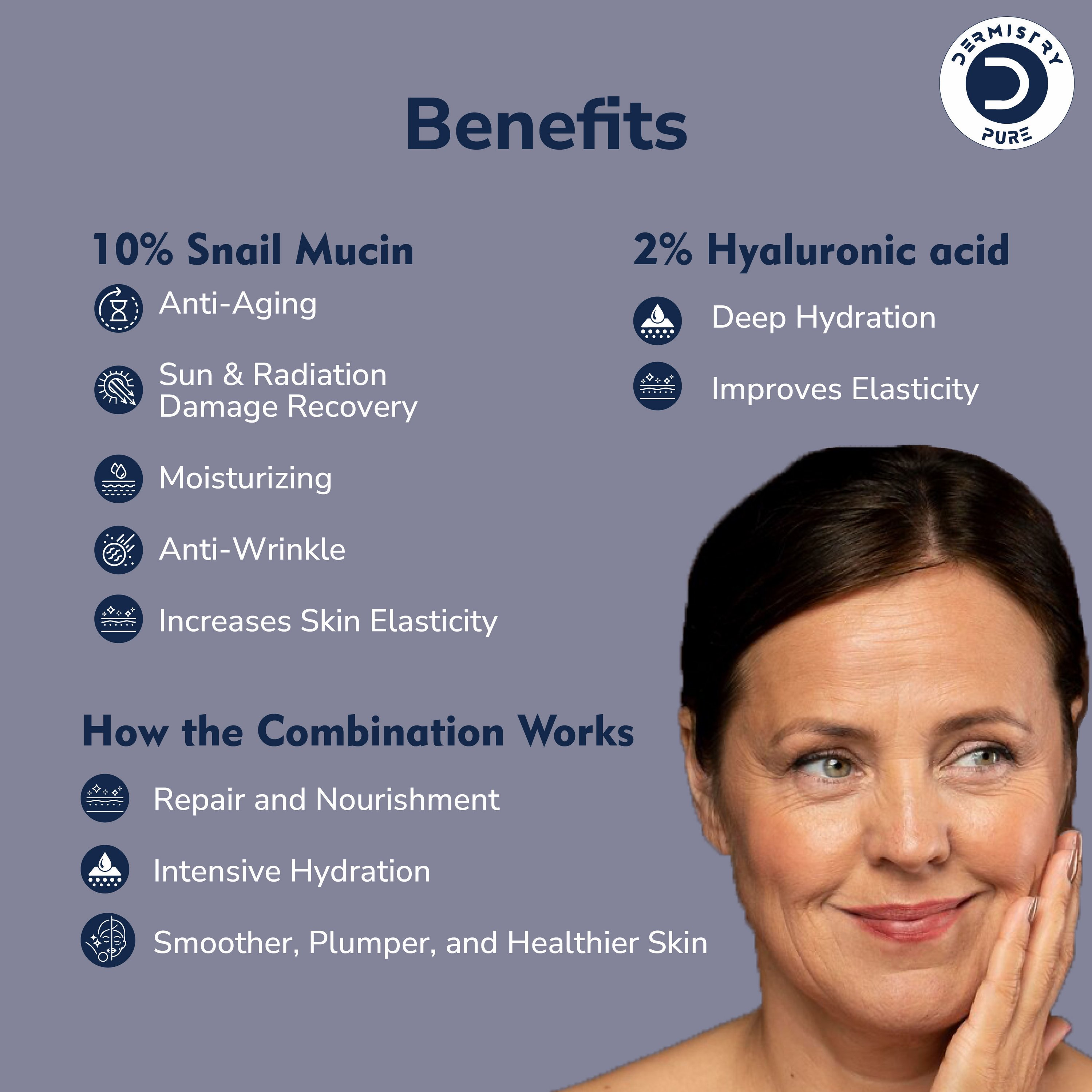 Dermistry 10% Snail Mucin96 Peptide Anti Ageing Moisturizer Skin Firming Tightening Aging Face Serum