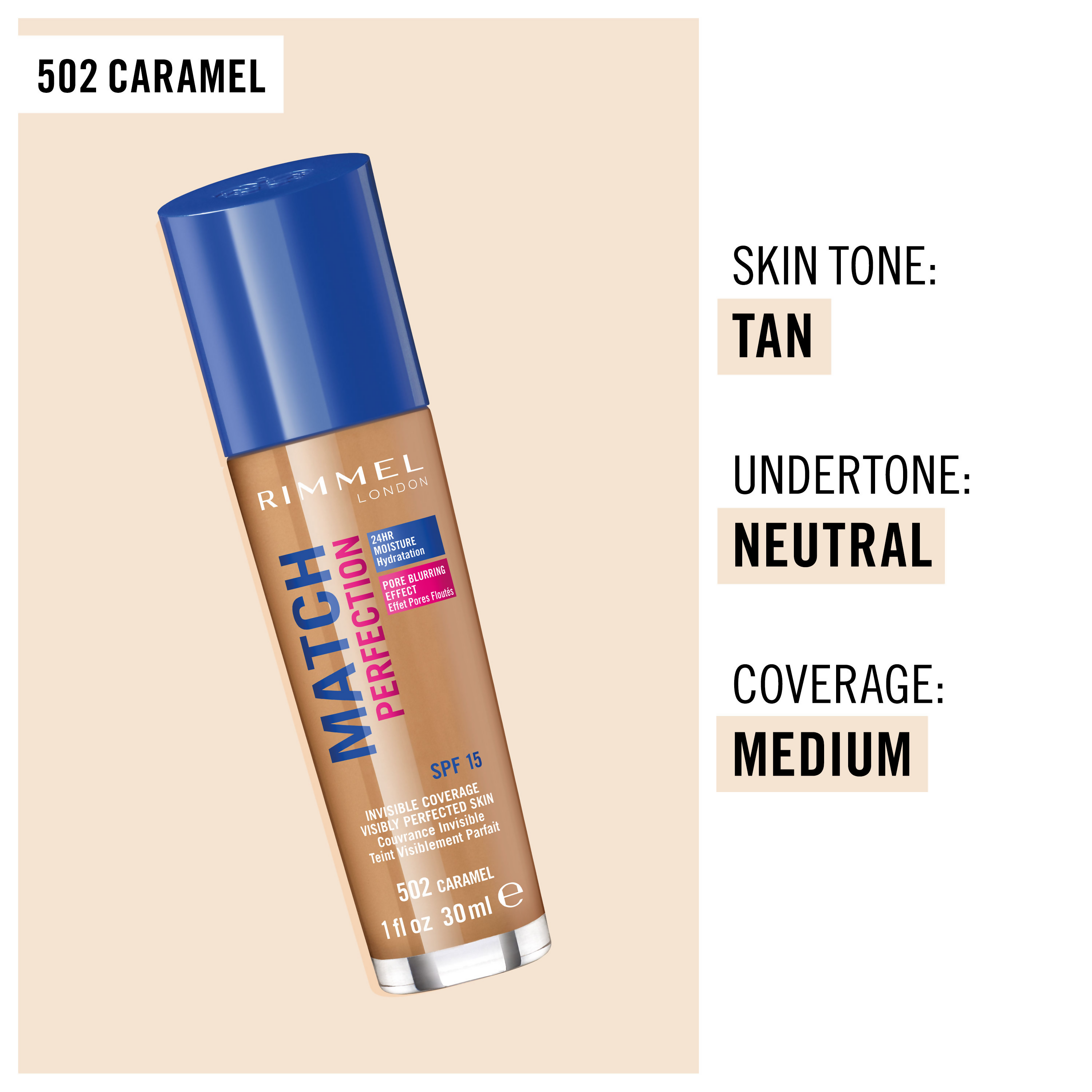 Rimmel London Match Perfection Foundation SPF 15 Caramel