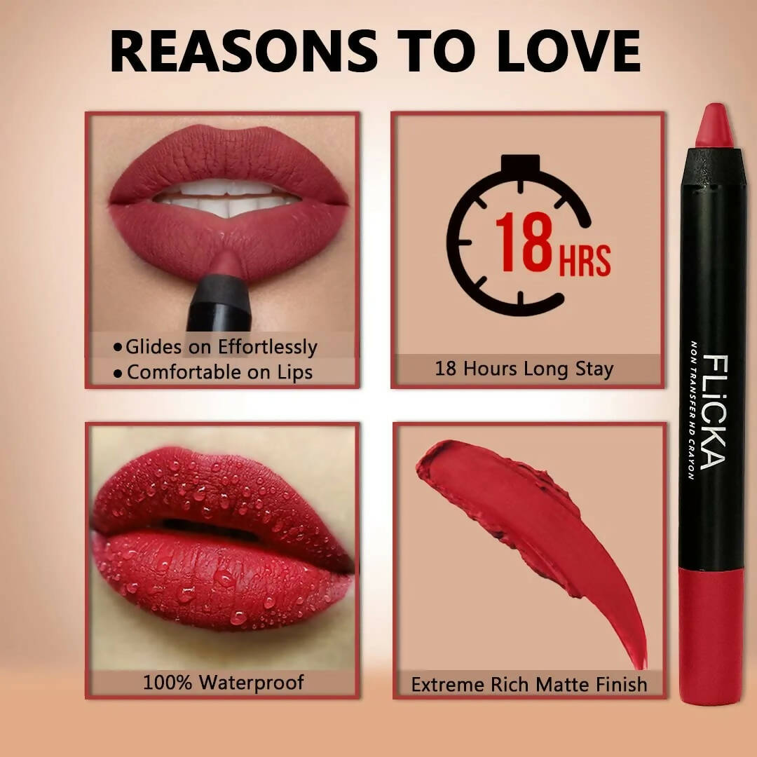 FLiCKA Lasting Lipsence Crayon Lipstick 06 Foody - Brown