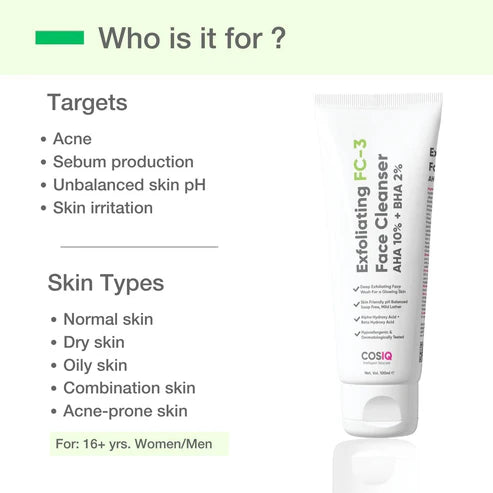 COSIQ FC-3 Exfoliating Face Cleanser