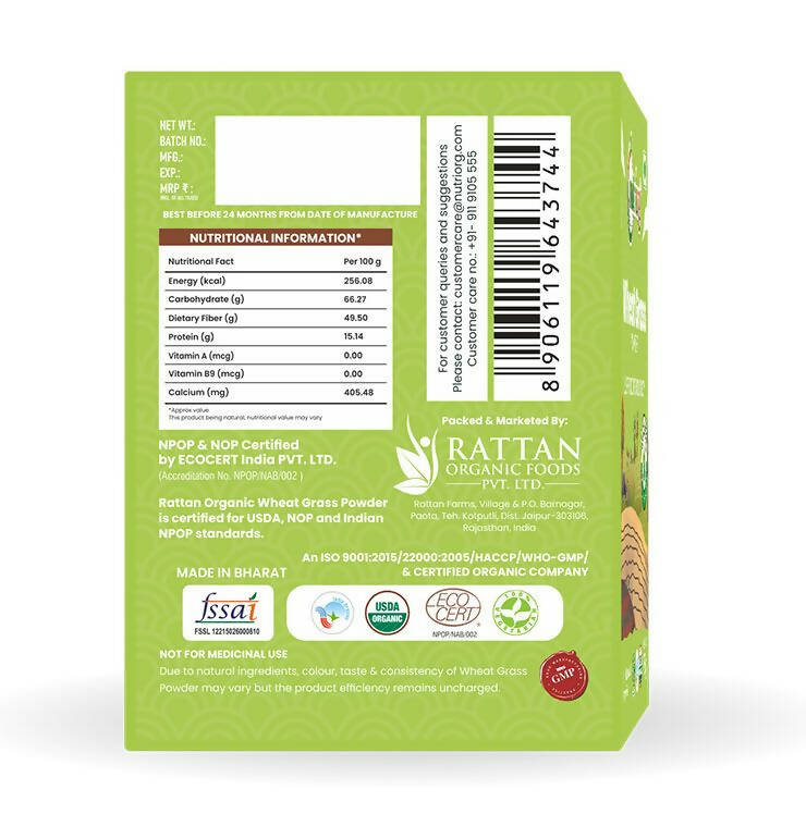 Nutriorg Certified Organic Wheatgrass Powder