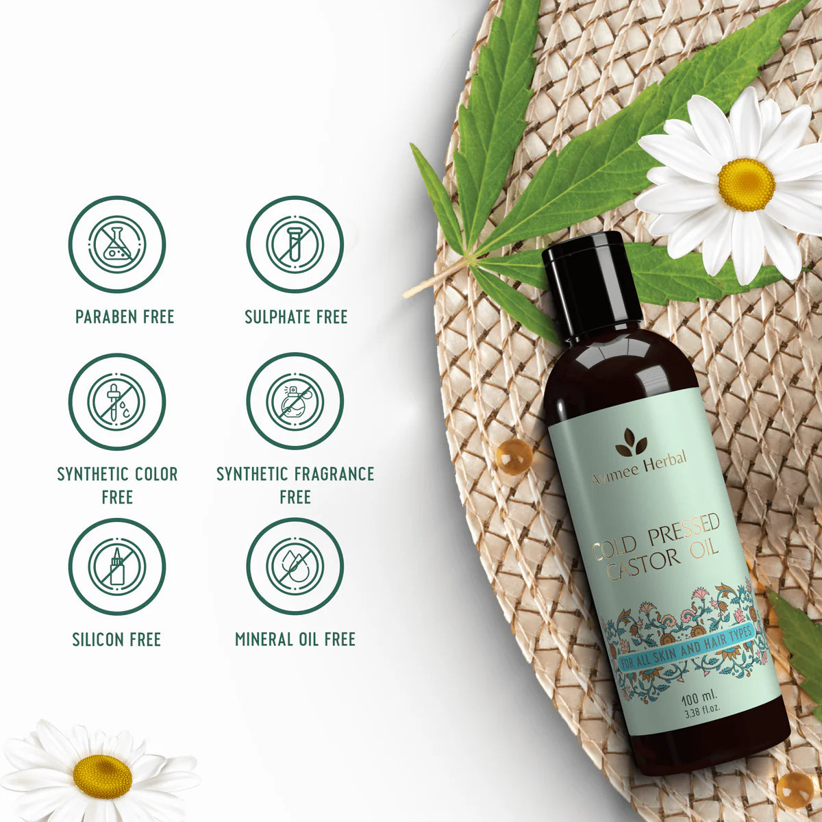 Avimee herbal Cold Pressed Castor Oil for Hair Growth