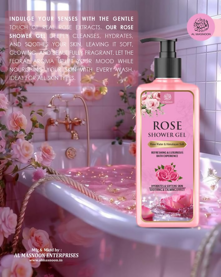 Al Masnoon Rose Shower Gel with Himalayan Pink Salt – Luxurious