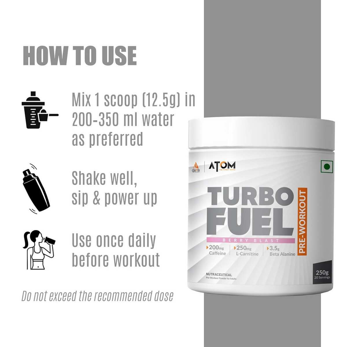 As-It-Is Atom Turbo Fuel Pre-Workout Formula Berry Blast Flavour