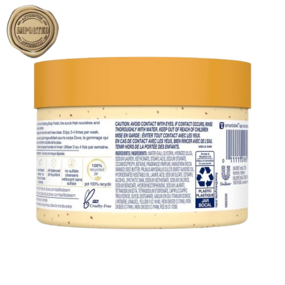 Dove Exfoliating Body Polish Scrub - Crushed Almond And Mango Butter