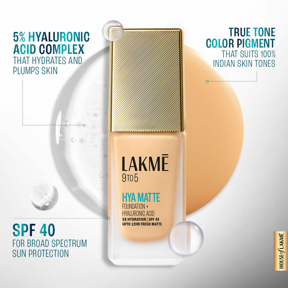 Lakme 9to5 Hya Matte Foundation + Hyaluronic Acid - Neutral Chestnut