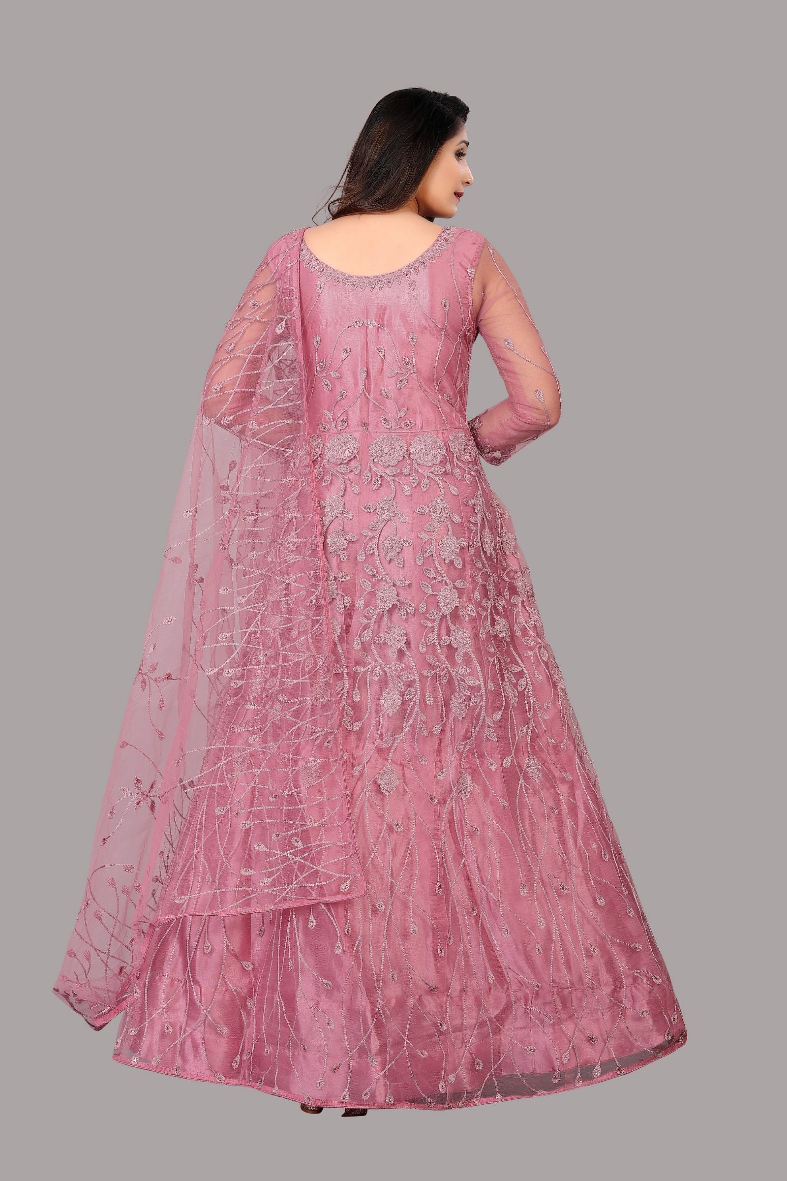 Aastha Dusty Dupatta with Net top fabric Crepe Bottom fabric