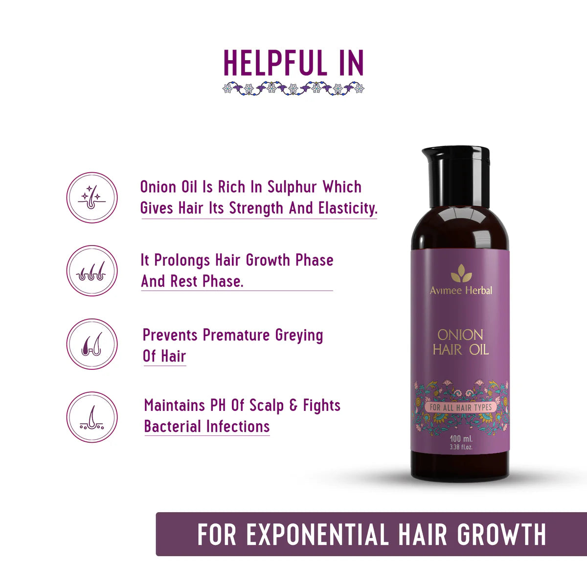 Avimee herbal Onion Hair Oil for Hair Growth and Hair Fall Control