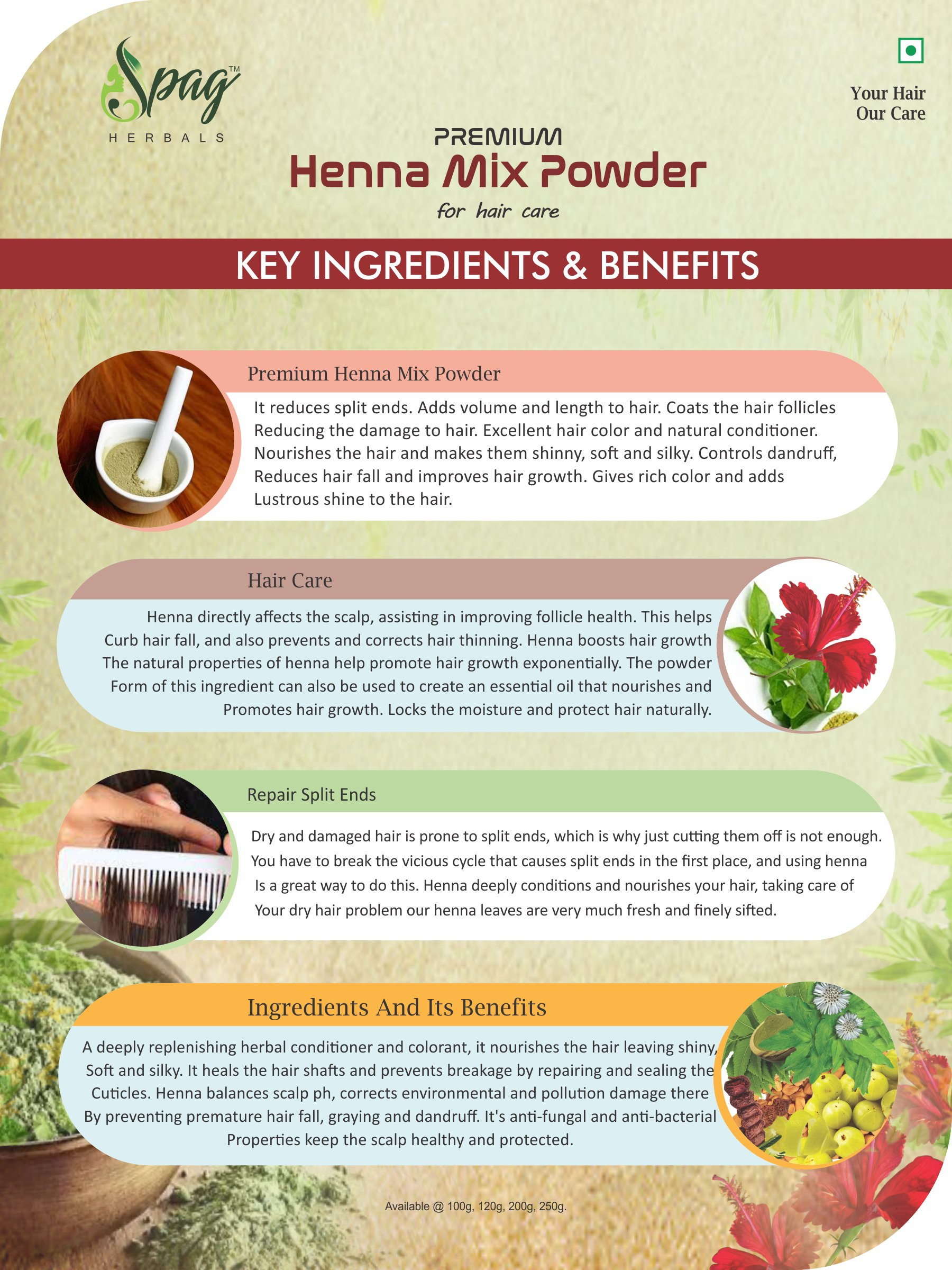 Spag Herbals Premium Henna Mix Powder