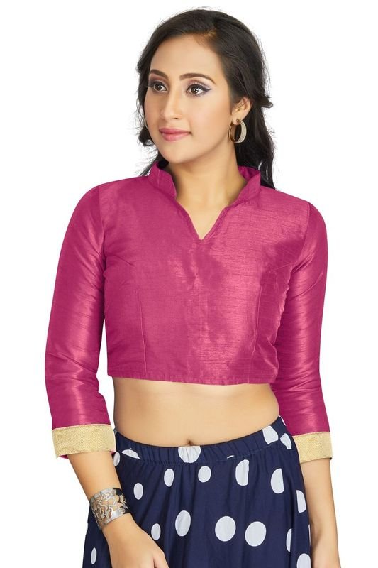 Aastha fashion Pink Art Silk Blouse Fabric Matty In Sleeve Blouse work - Prithvi Mart
