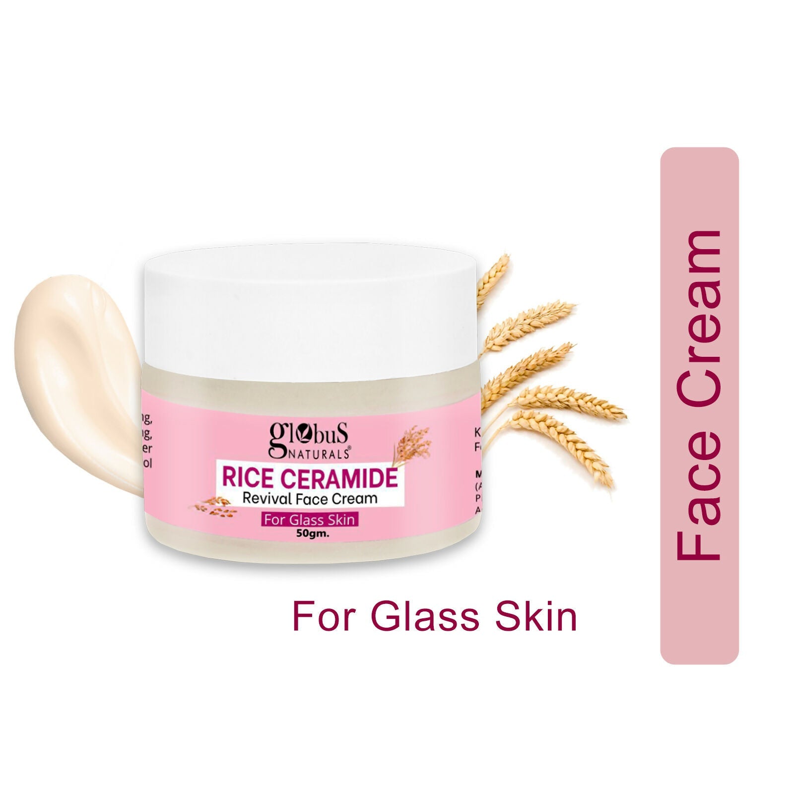Globus Naturals Rice Ceramide Revival Face Cream, For Korean Glass Skin