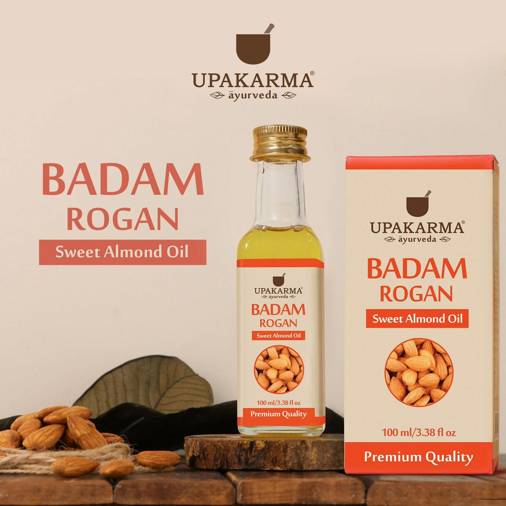 Upakarma Ayurveda Body Skin & Hair Oil Badam Rogan Sweet Almond Oil