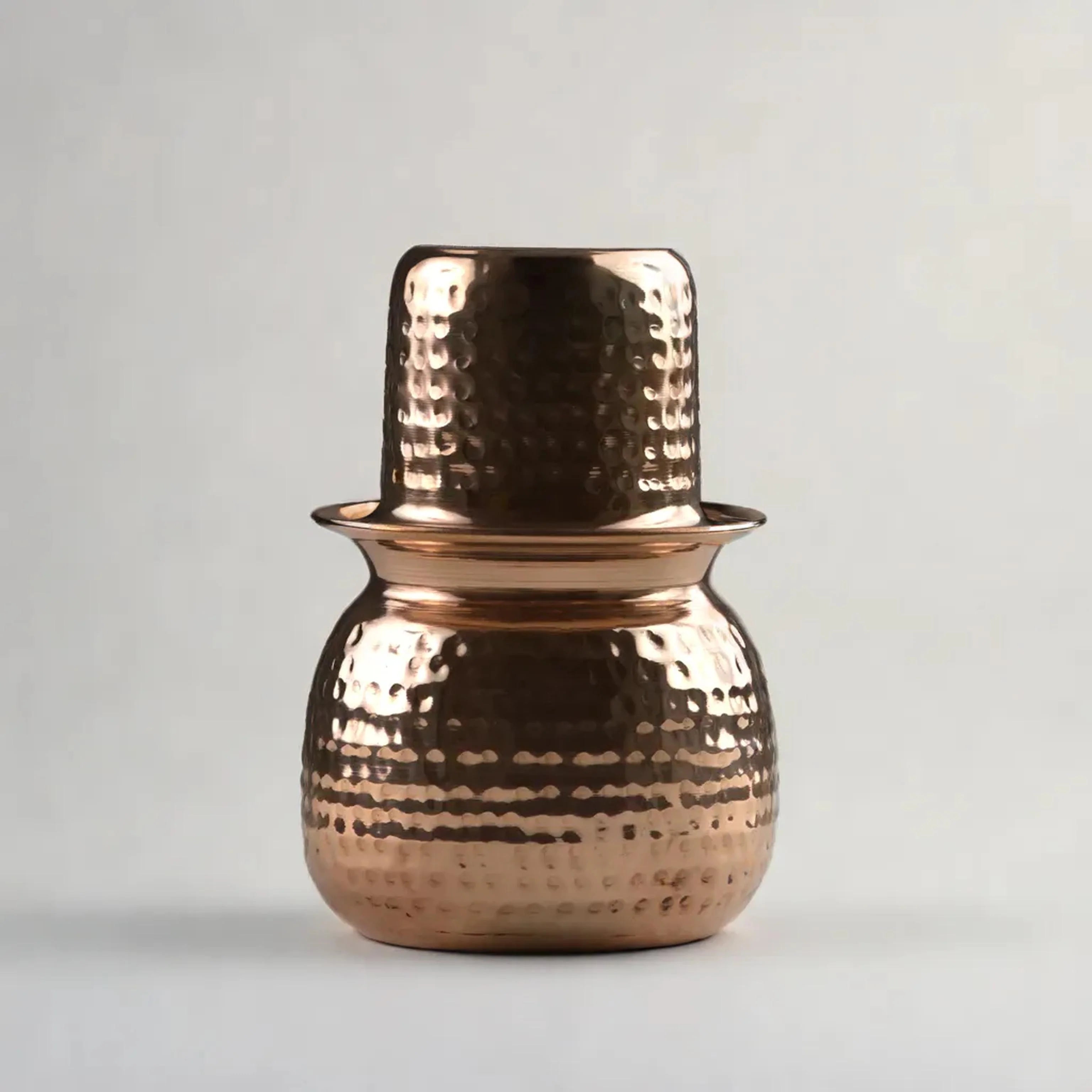 Health Smith Pure Copper Cashew Lota & Tumbler with Hammered Finish