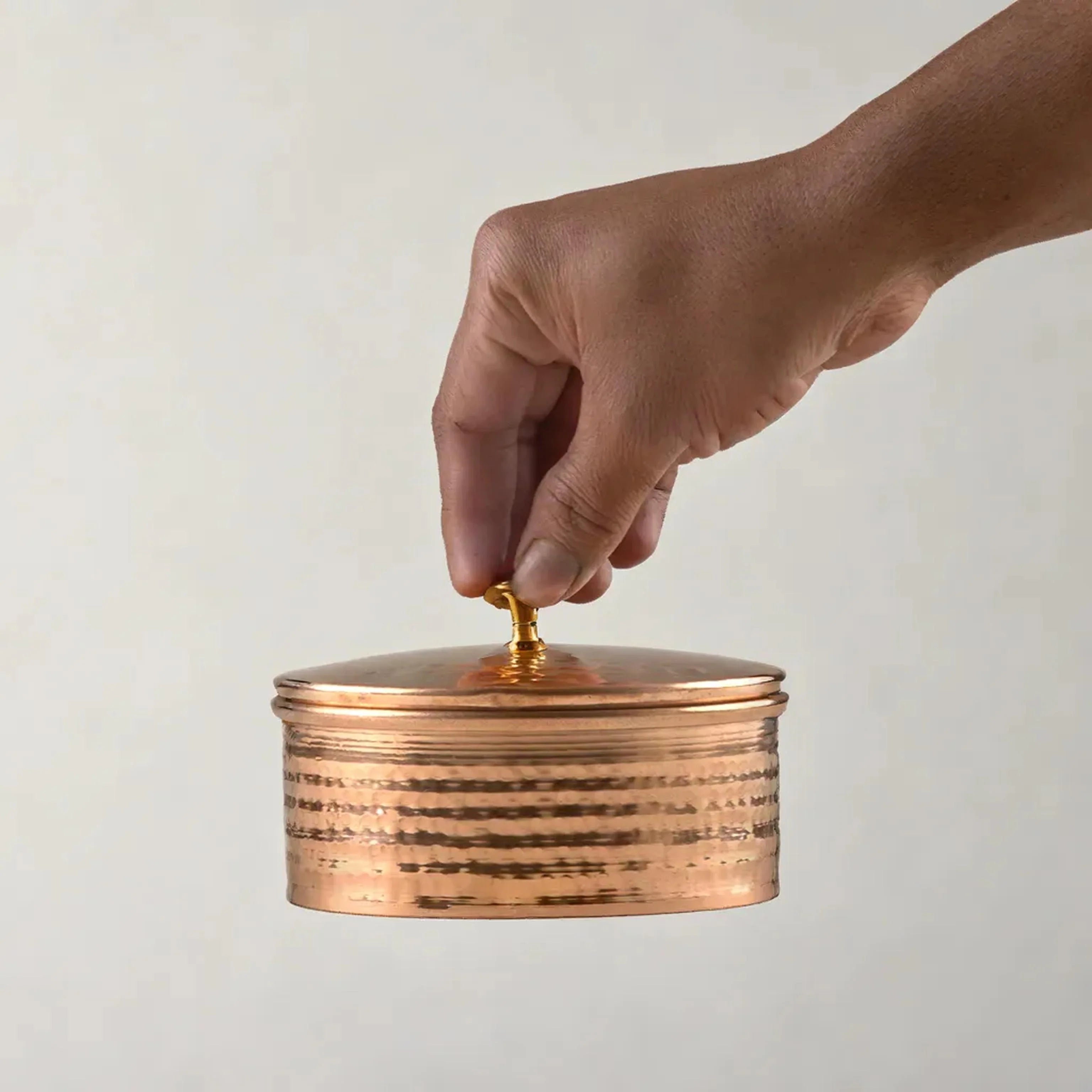 Health Smith Pure Copper Multipurpose Box | Copper Utensils for Kitchen | Hammered Finish