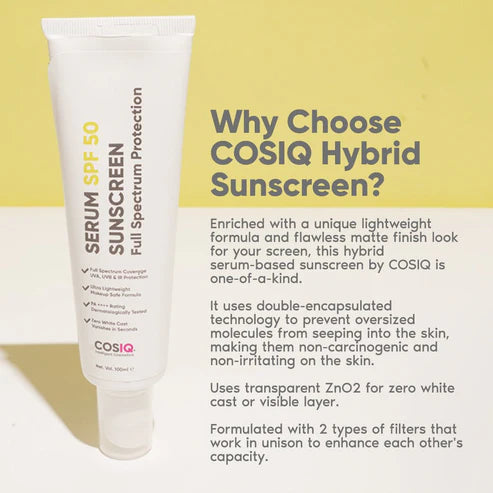 COSIQ India’s Only Hybrid, Serum-Based Sunscreen- SPF