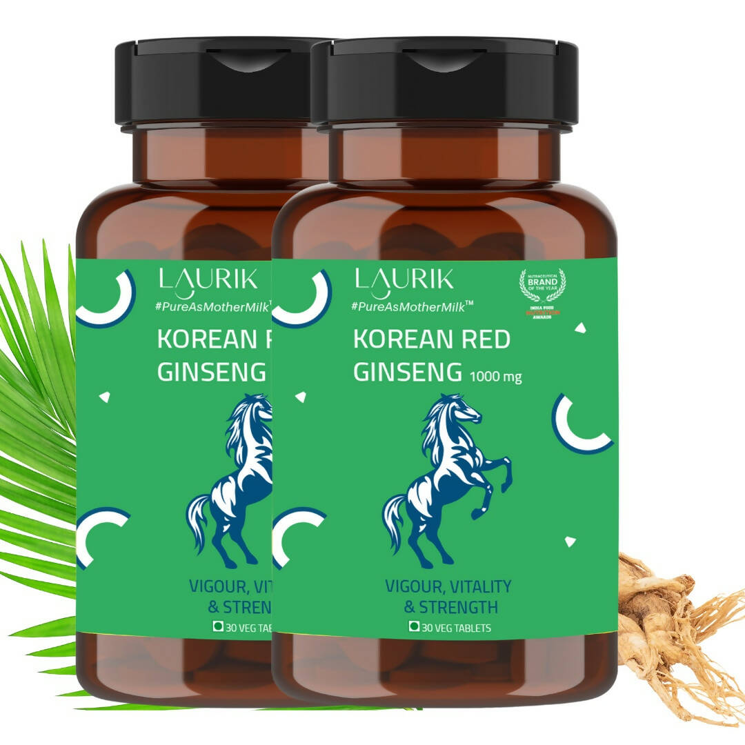 Laurik Koren Red Ginseng 1000Mg Tablets For Men | Natural Plant-Based Supplement For Energy & Stamina