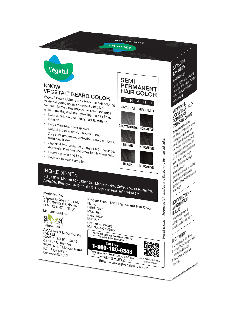Vegetal Safe Color For Beard - Soft Black
