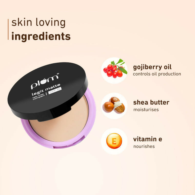 Plum Legit Matte Talc-Free Compact With SPF15 - Pinched Blush - 115P