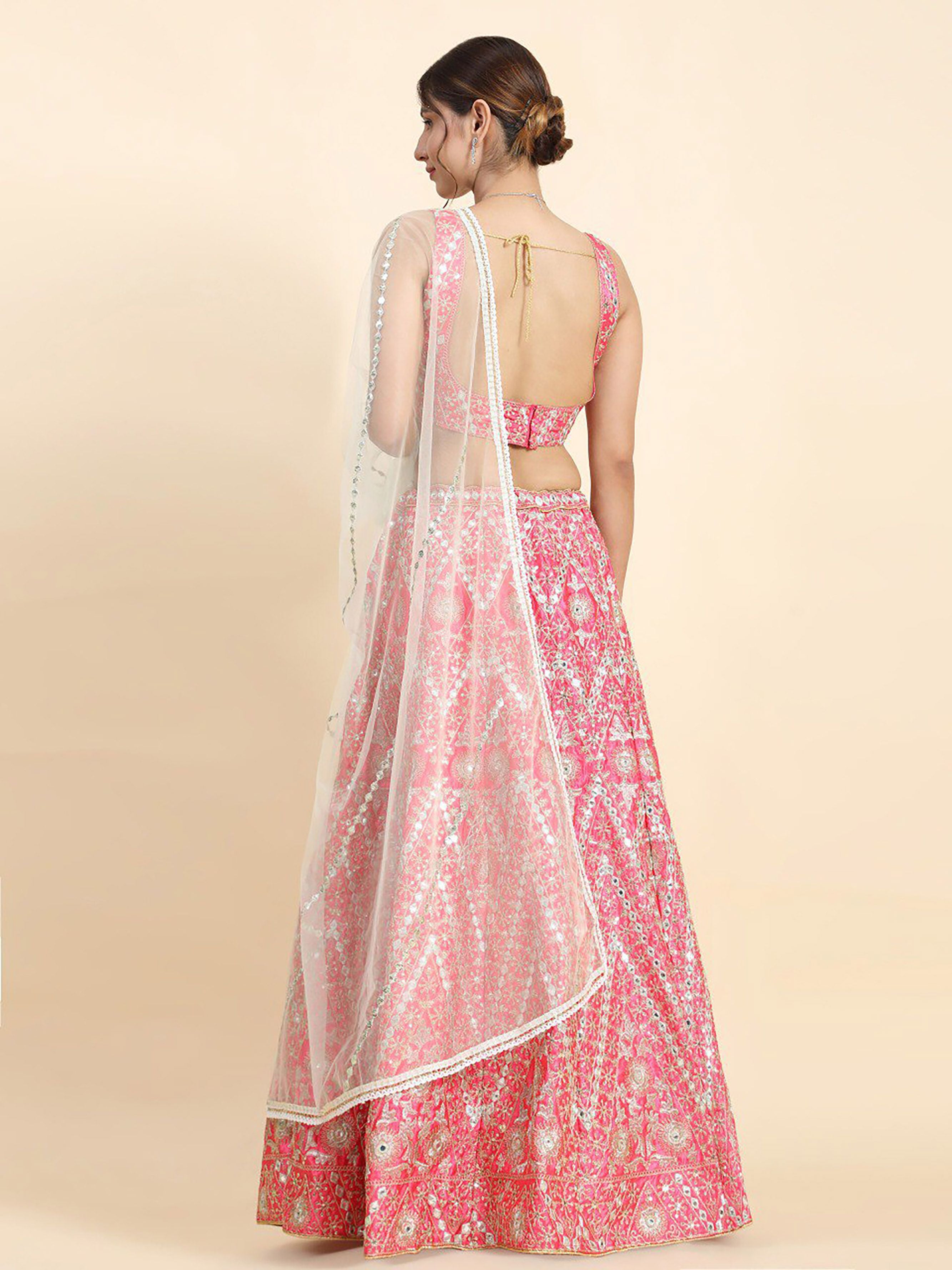 Aastha fashion off pink Lehenga Choli with devsena silk blouse fabric