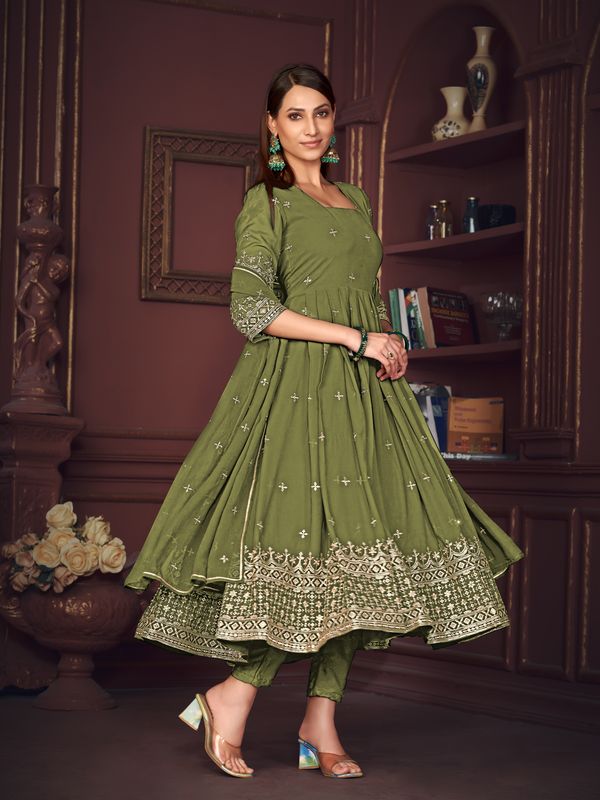 Aastha Light green with Net top fabric Georgette Crepe Net Bottom fabric