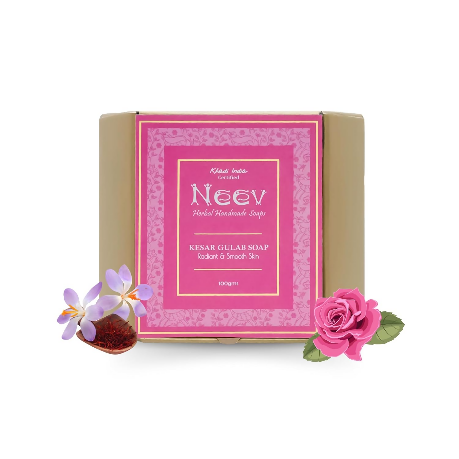 Neev Herbal Handmade Soap Kesar Gulab Soap For a Radiant and Smooth Skin