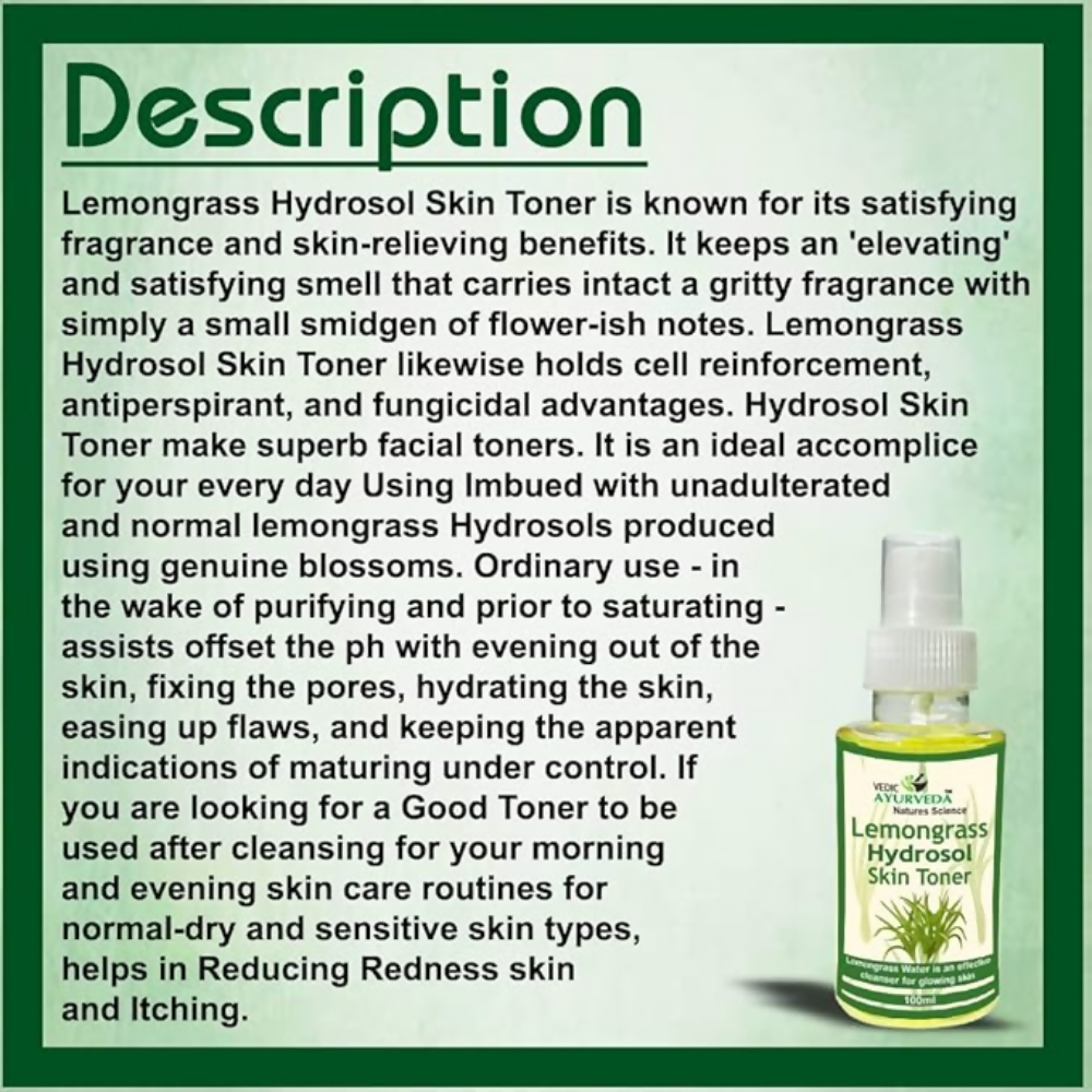 VedicAyurveda Lemongrass Hydrosol Skin Toner