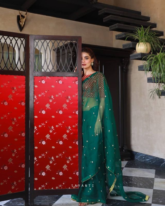Aastha Green Soft Organza Beautiful Sequance Embroidery Work