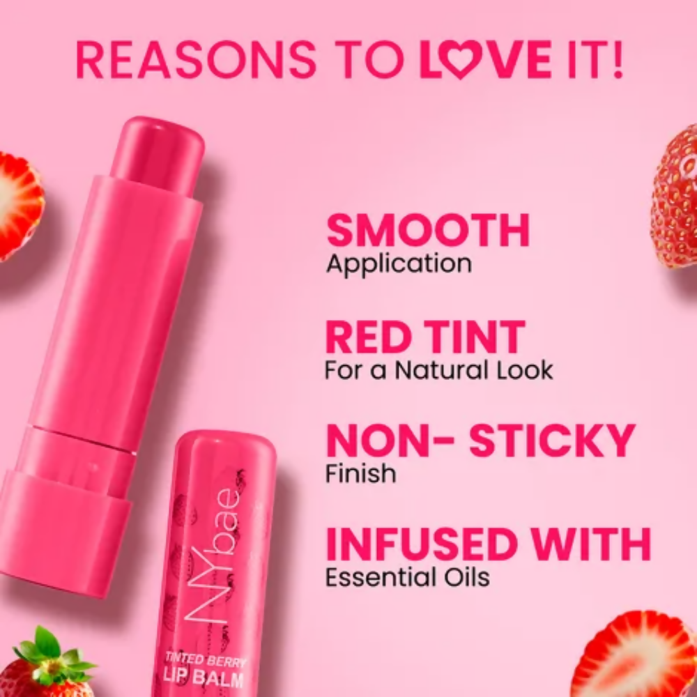 NY Bae Tinted Berry Lip Balm - Soft, Plump & Natural Red Tint