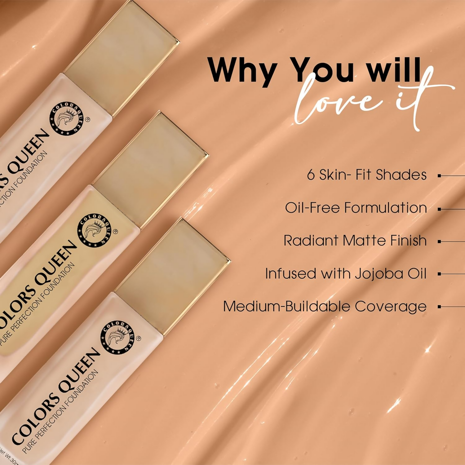 Colors Queen Pure Perfection Foundation – 03 Natural Beige