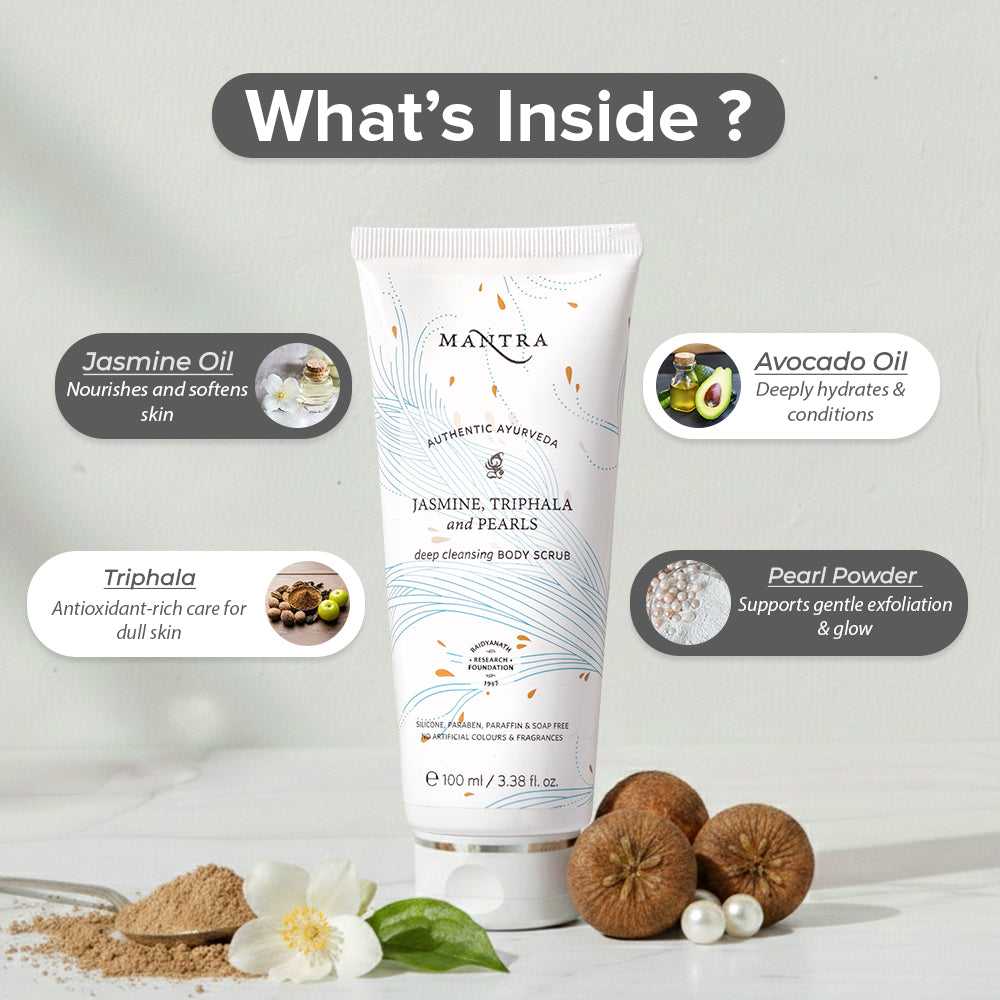 Jasmine Triphala And Pearls Deep Cleansing Body Scrub - Image 4