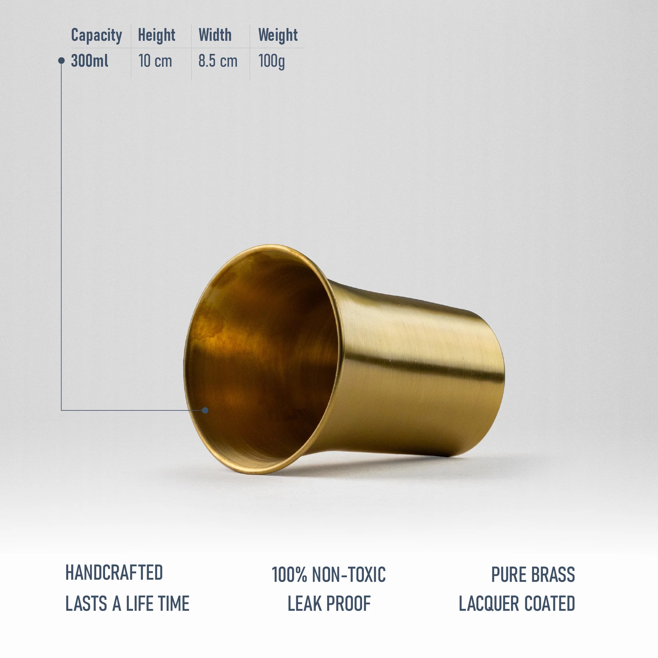 Health Smith Pure Brass Waterfall Glass with Matte Finish - Lacquered for Shine & Protection