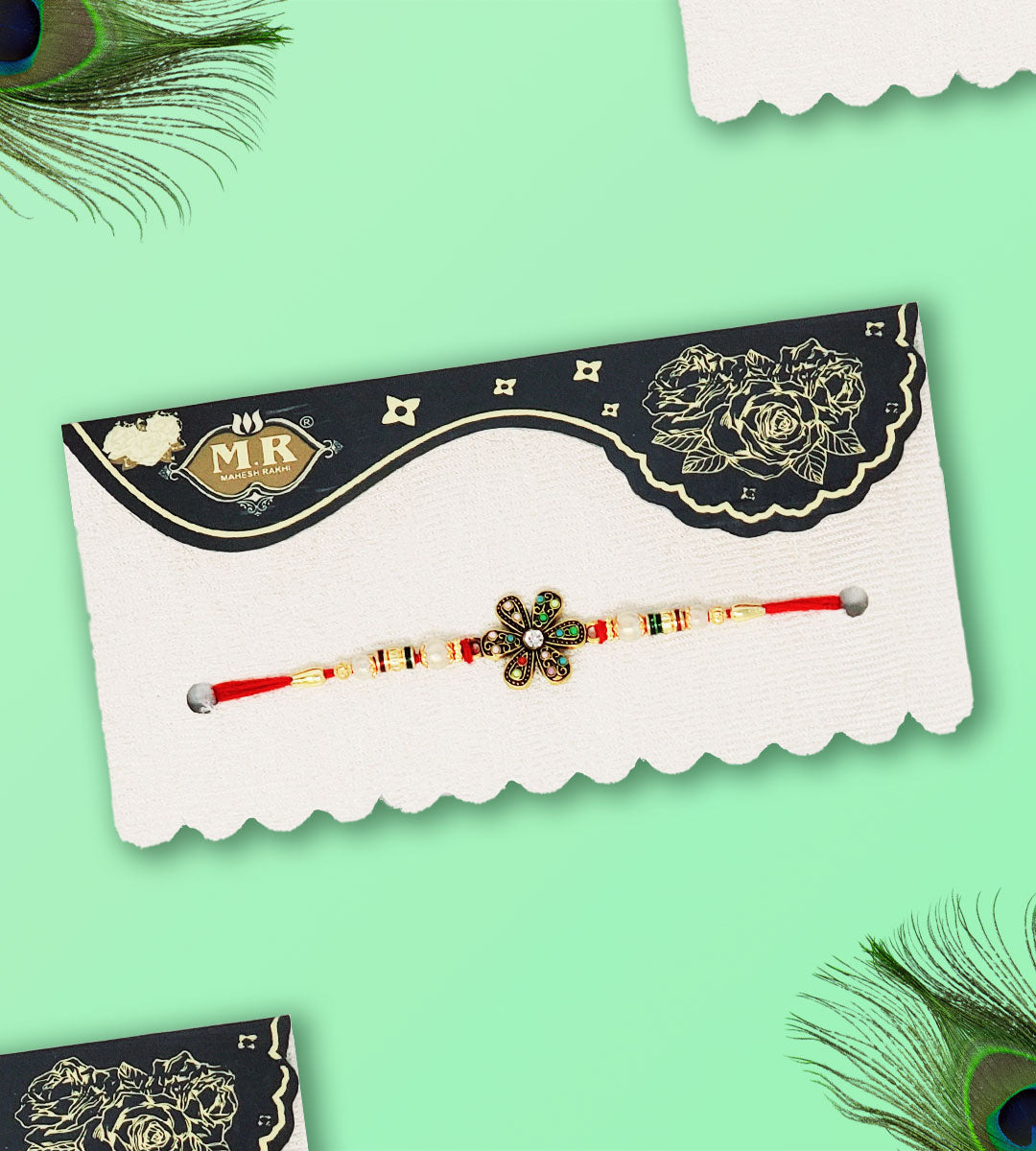 MR Fancy Flower Colorful Stone Rakhi