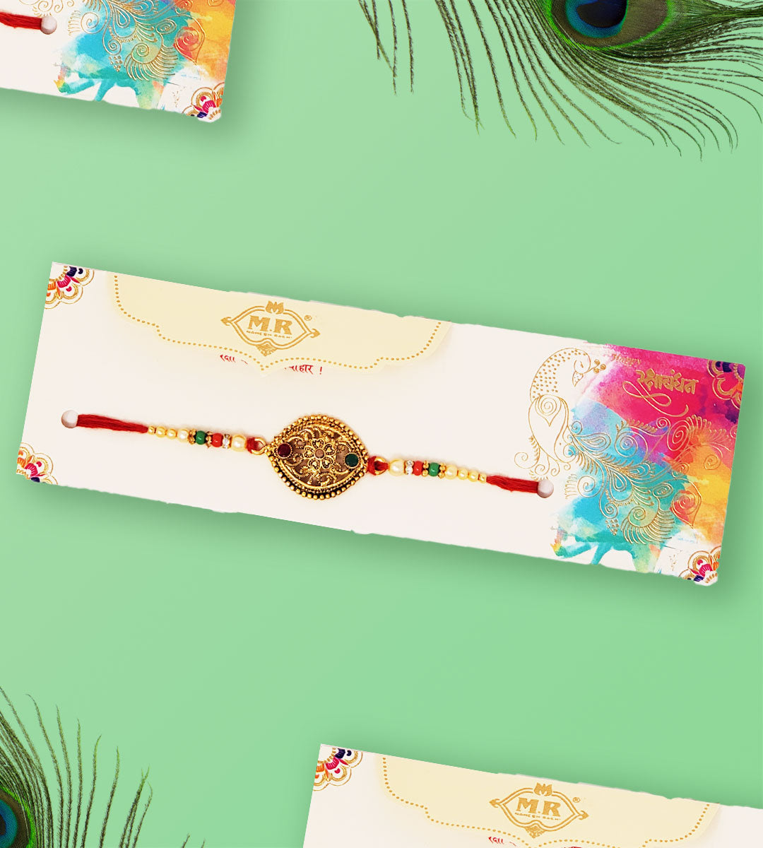 MR Kundan Center Flower Rakhi